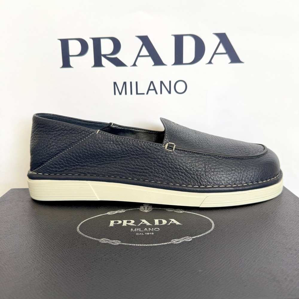 Prada Mens 2DF088 Baltico Blue Cervo Deerskin Leather Loafers UK 9 - Picture 7 of 16
